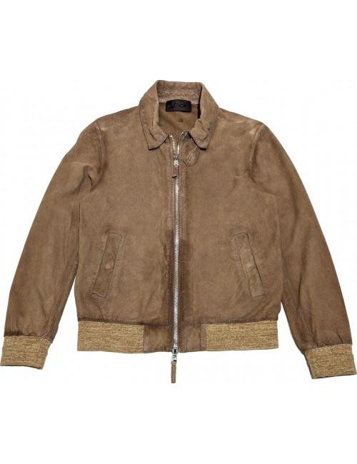 The Jack cazadora bomber piel de ante microperforada color moka