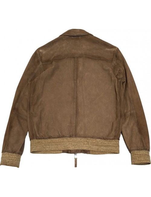 The Jack cazadora bomber piel de ante microperforada color moka