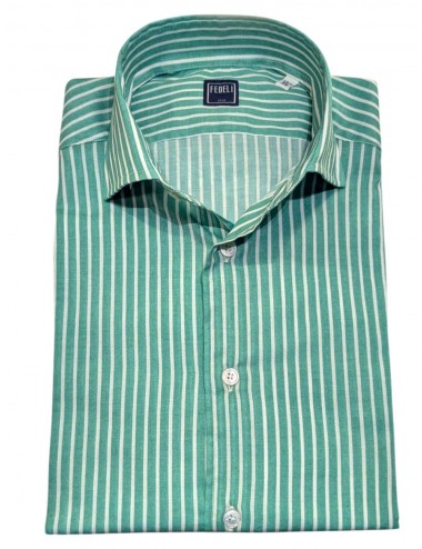 Fedeli camisa Sean Panamino estampado rayas verdes y blancas