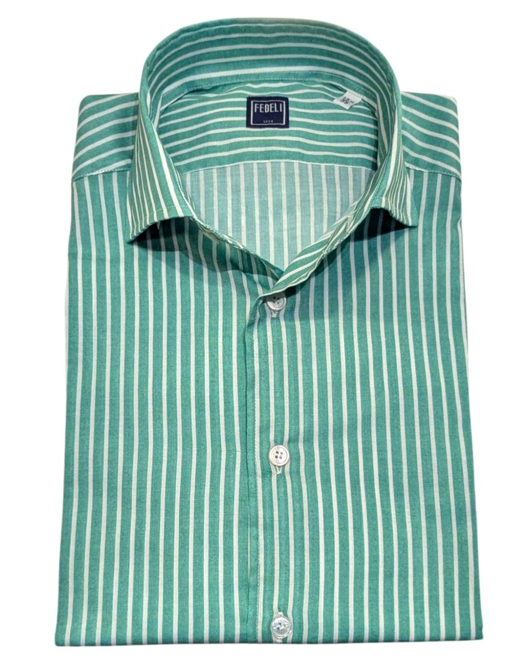 Fedeli camisa Sean Panamino estampado rayas verdes y blancas