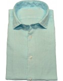 FRADI camisa manga larga lino azul turquesa