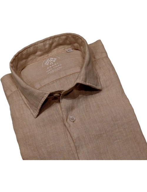 FRADI camisa manga larga lino marrón saco