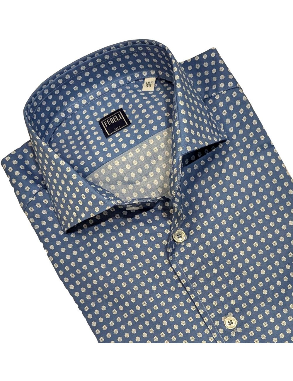 Camisa Fedeli sean panamino estampado fondo jeans flores balncas | Ego