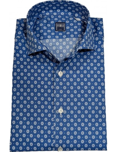 Fedeli camisa Sean Panamino estampado margarita sobre fondo azul