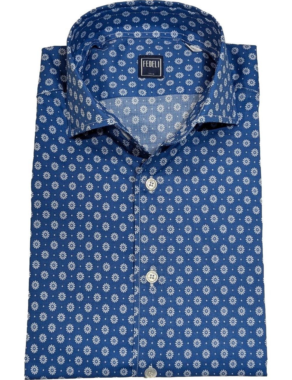 Fedeli camisa Sean Panamino estampado margarita sobre fondo azul