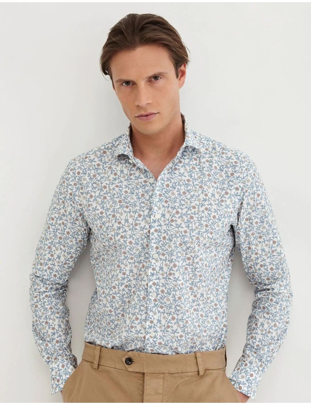XACUS Camisa estampada floral de popelin