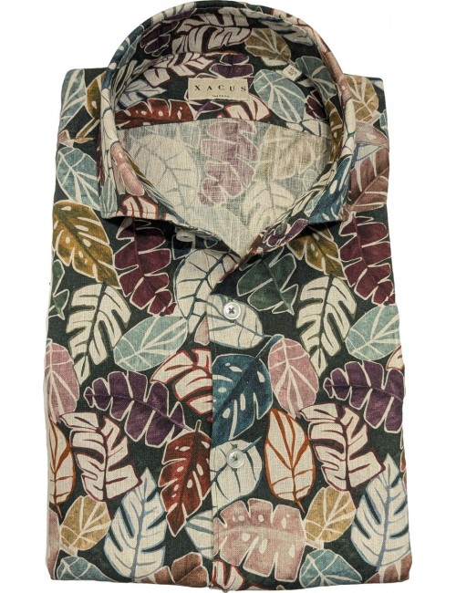 XACUS Camisa estampada floral en lino| Almirante Seis Madrid