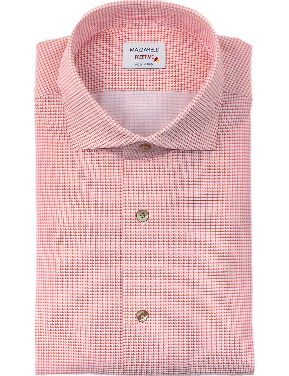 Mazzarelli camisa Freetime con microestampado rojo y blanco