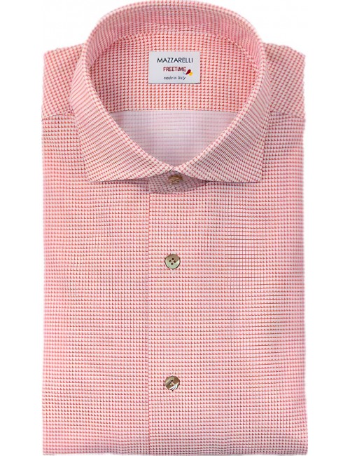 Mazzarelli camisa Freetime con microestampado rojo y blanco