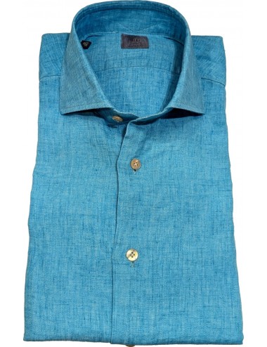 Camisa lino turquesa Mazzarelli