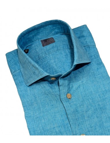 Camisa lino turquesa Mazzarelli 2