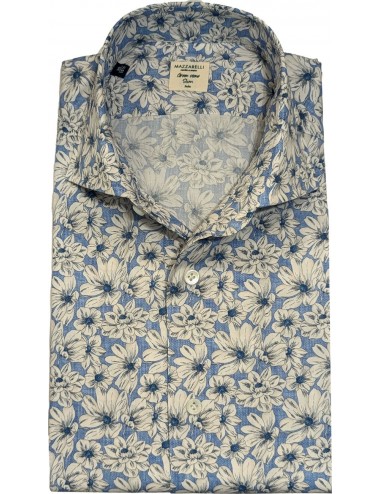Mazzarelli camisa estampada floral manga larga Green Stone azul claro