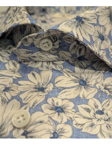 Mazzarelli camisa estampada floral manga larga Green Stone azul claro 2