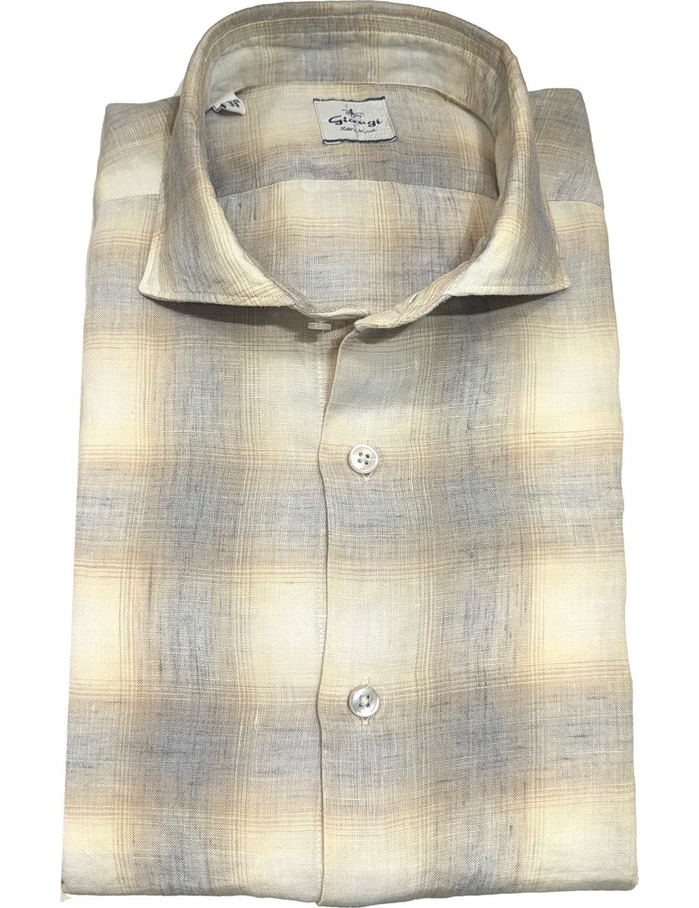 Giangi camisa cuadros difuminados en lino