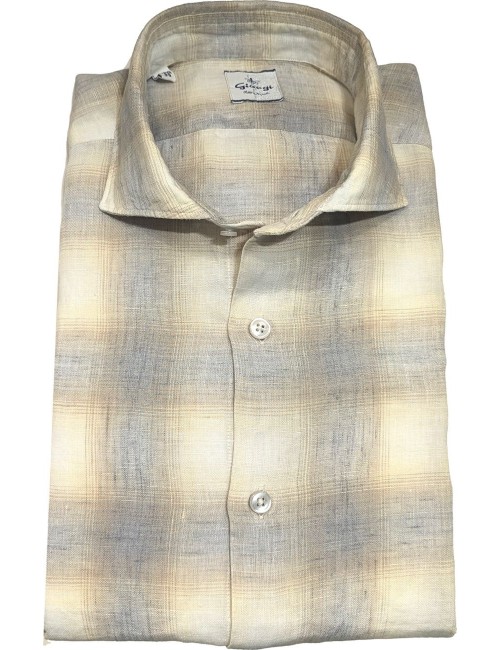 Giangi camisa cuadros difuminados en lino