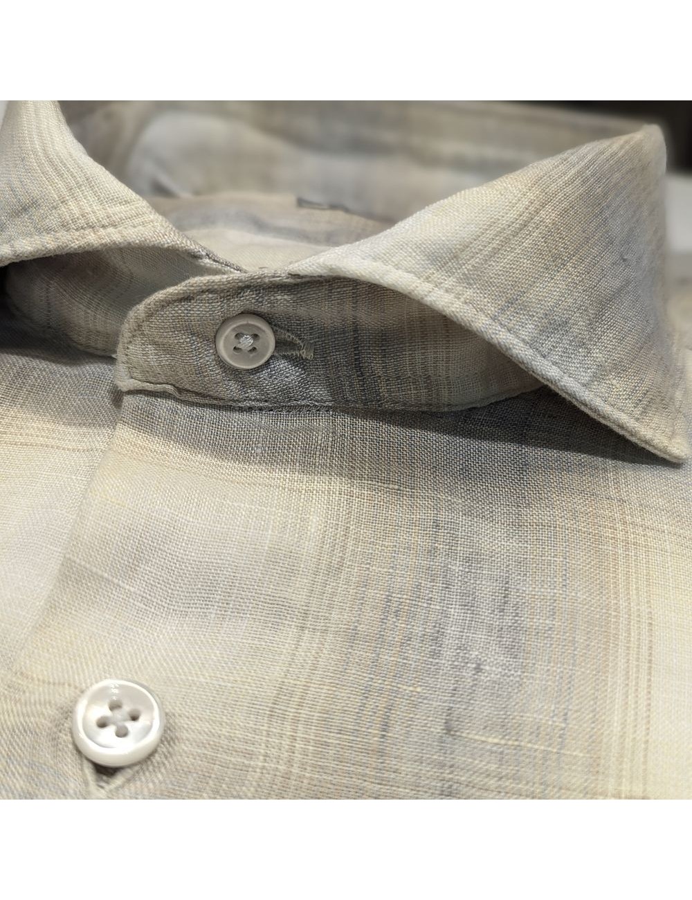 Giangi camisa cuadros difuminados en lino