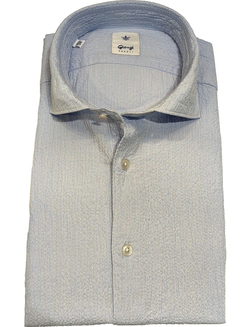 Giangi camisa seersuker azul tormenta | Almirante Seis tienda oficial