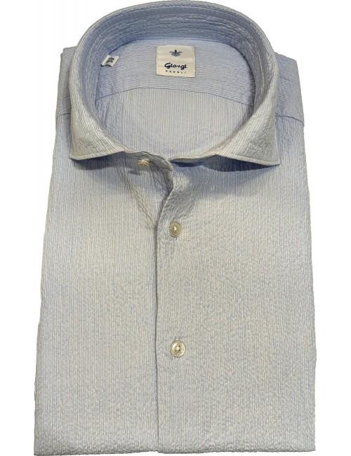 Giangi camisa seersuker azul tormenta | Almirante Seis tienda oficial