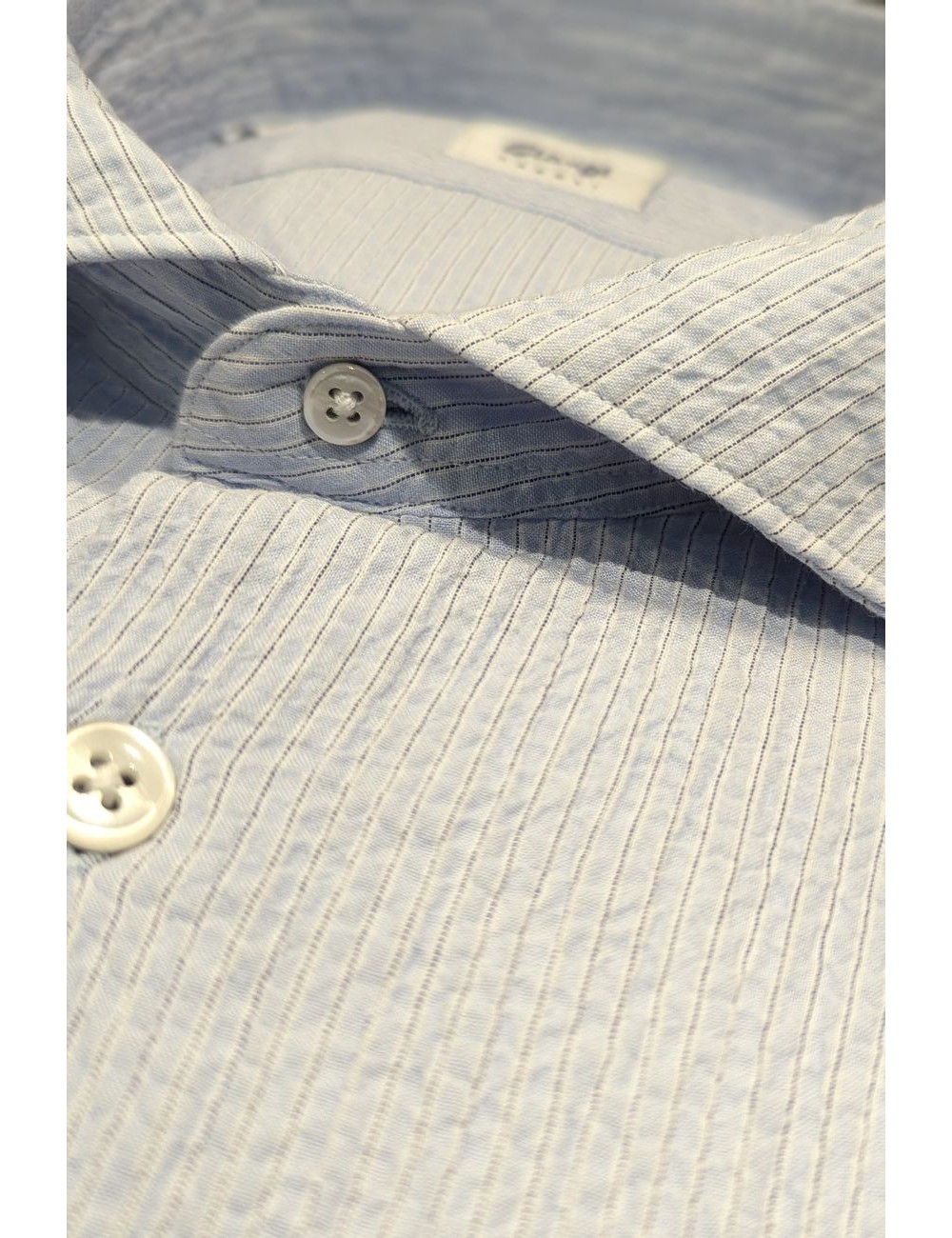 Giangi camisa seersuker azul tormenta | Almirante Seis tienda oficial