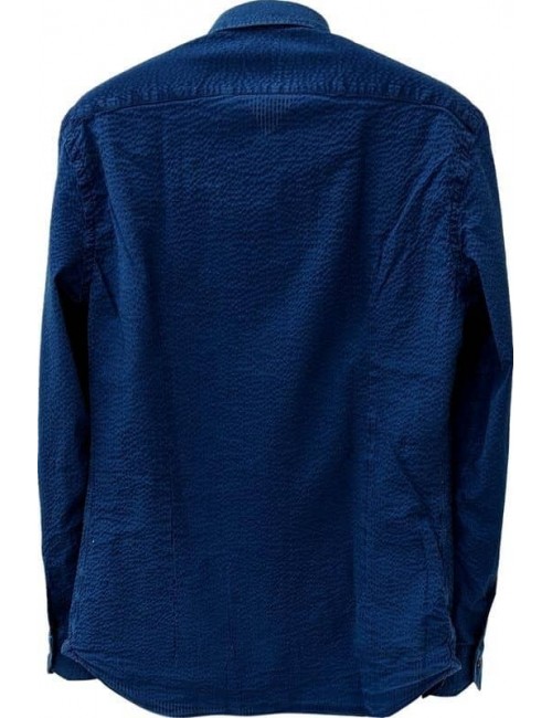 Camisa Mazzarelli azul seersuker lavada online | Ego - Almirante Seis