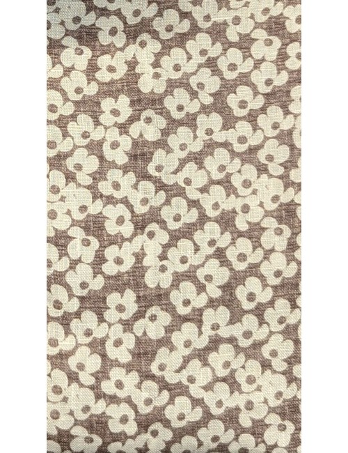 MAZZARELLI camisa lino marrón estampado floral blanco | Ego Madrid