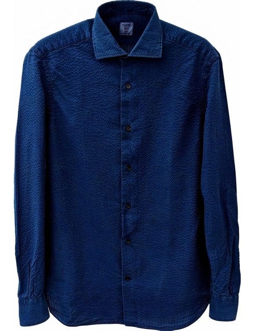 Camisa Mazzarelli azul seersuker lavada online | Ego - Almirante Seis