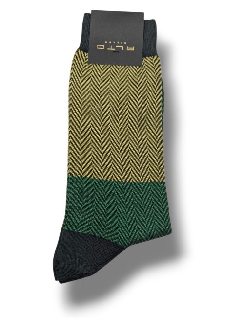 Alto Milano calcetín Timo espiga bicolor verde | Ego Madrid