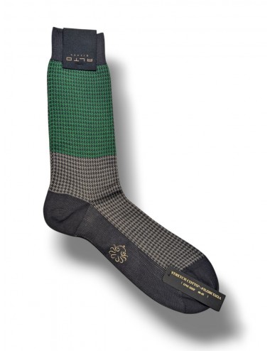 Alto Milano calcetín fino hilo Escocia Limone verde y gris | Ego 2