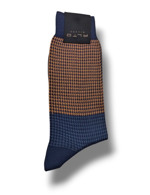 Alto Milano calcetín fino hilo Escocia Limone azul y naranja | Ego