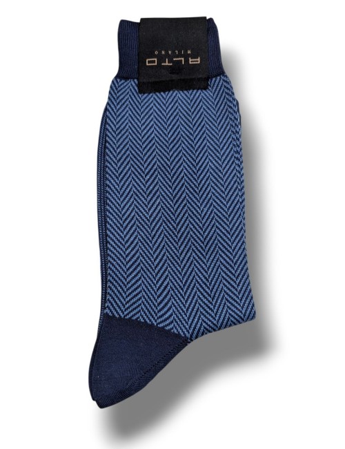 Alto Milano calcetín Darius espigas bicolor azul | Ego Madrid