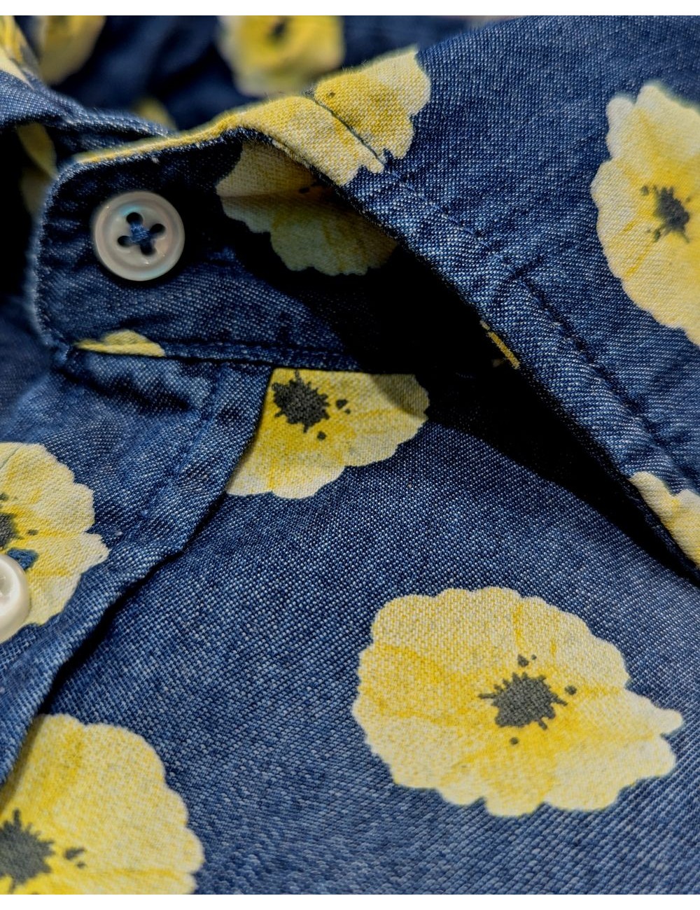 Altem camisa vaquera estampado flor amarillo | Ego Madrid tienda oficial