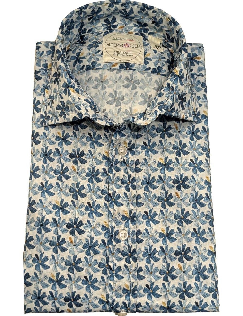 Altemflower camisa fondo blanco estampado floral azul | Ego