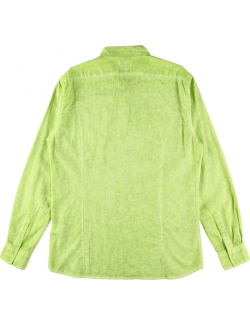 BoB camisa verde algodón lino con bordados pintado con aerógrafo