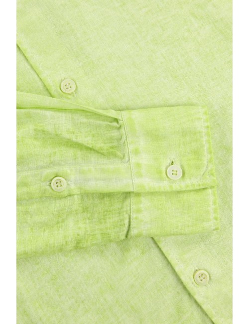 BoB camisa verde algodón lino con bordados pintado con aerógrafo