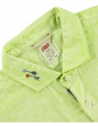 BoB camisa verde algodón lino con bordados pintado con aerógrafo 2