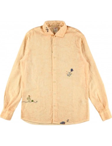 BoB camisa naranja algodón lino con bordados pintado con aerógrafo