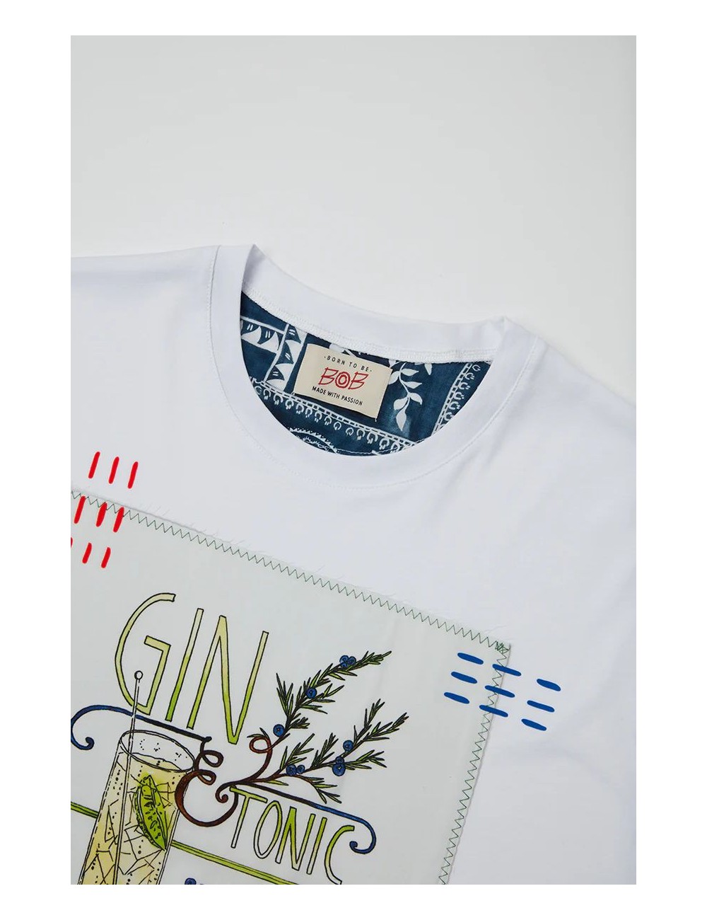 BOB Camiseta cocktail blanca manga corta
