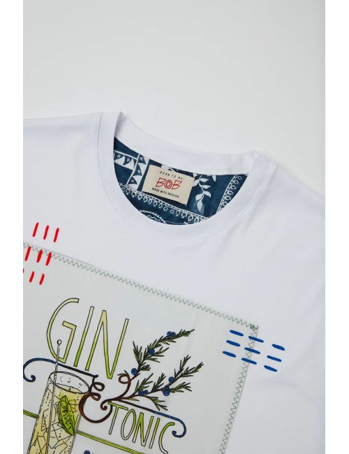 BOB Camiseta cocktail blanca manga corta