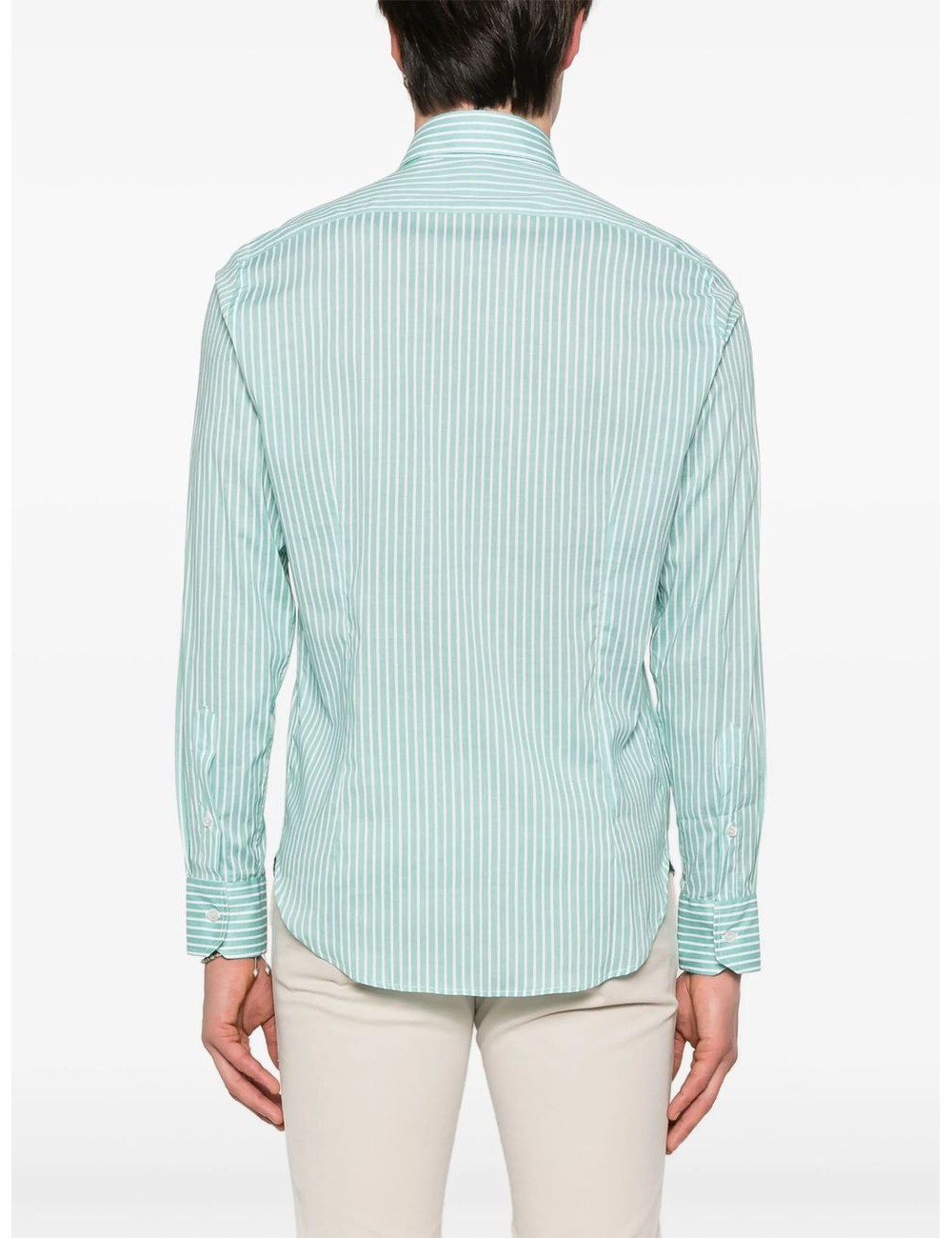 Camisa Fedeli sean panamino estampado rayas verdes blancas | Ego Madrid