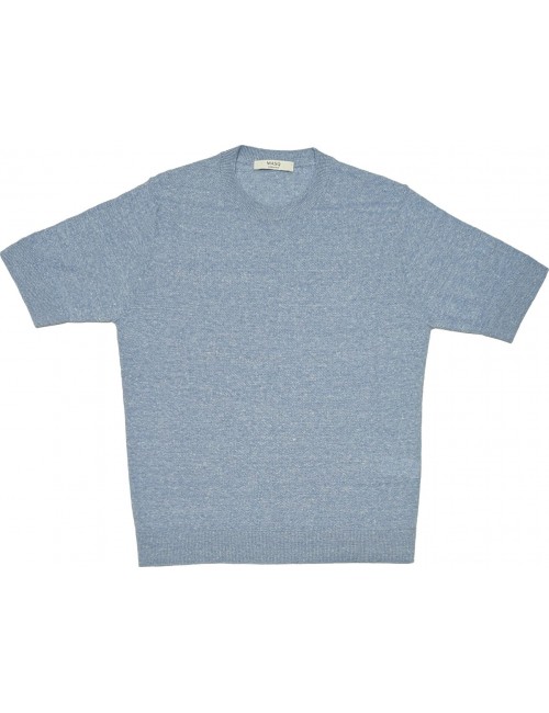 MASQ camiseta jersey en manga corta azul cielo lino algodón | Ego Madrid