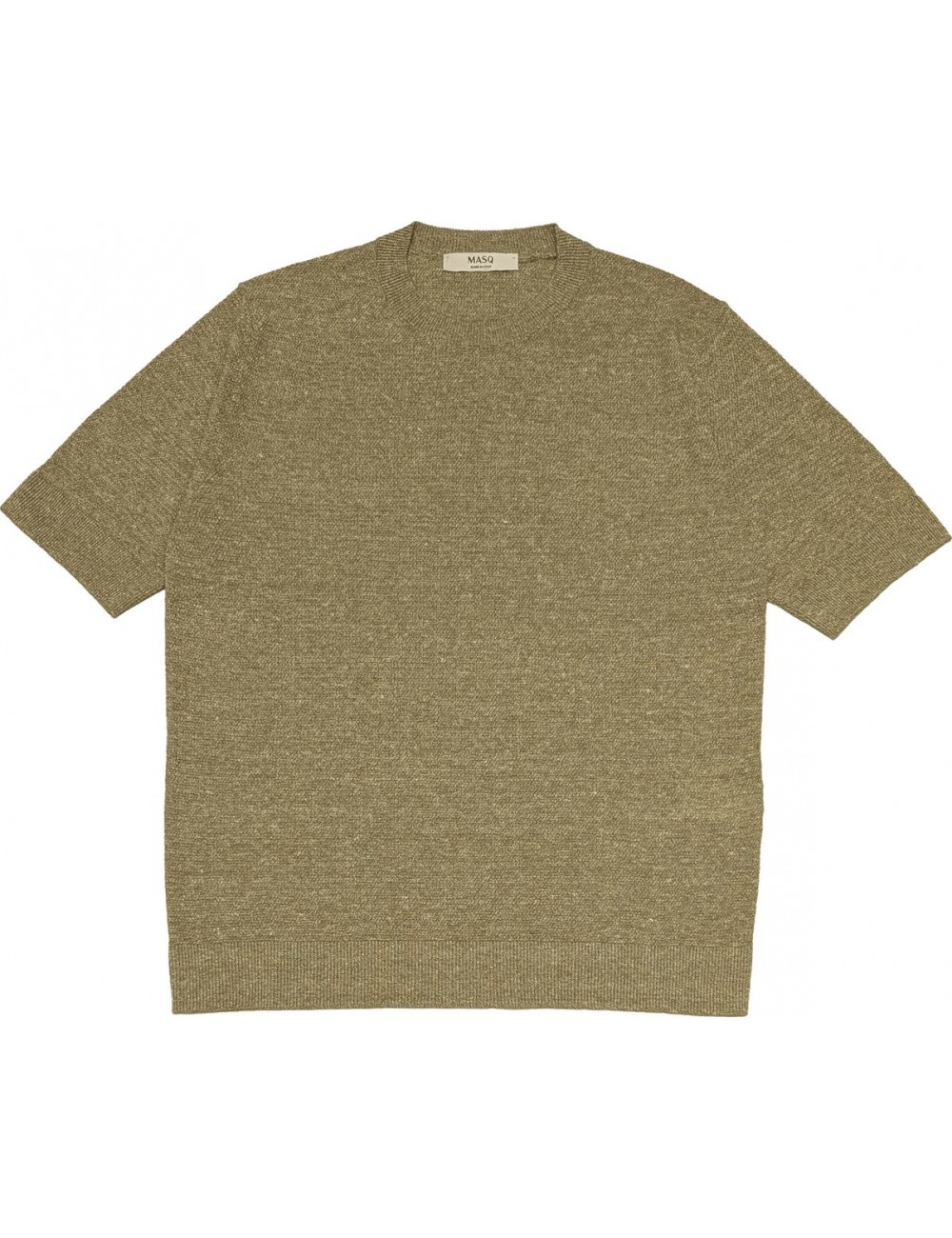 MASQ camiseta jersey en manga corta verde tejido lino algodón