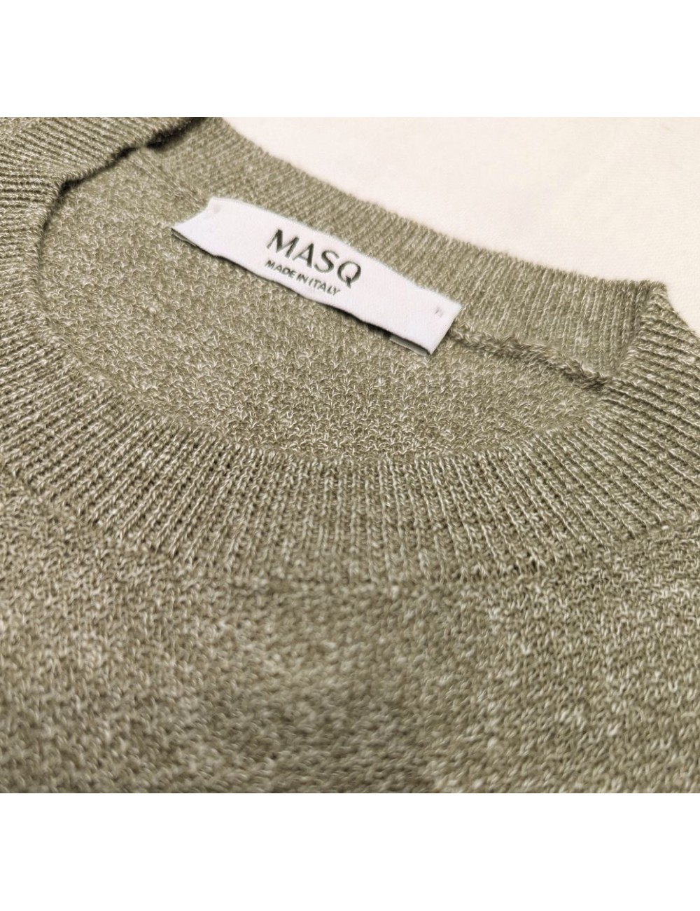 MASQ camiseta jersey en manga corta verde tejido lino algodón