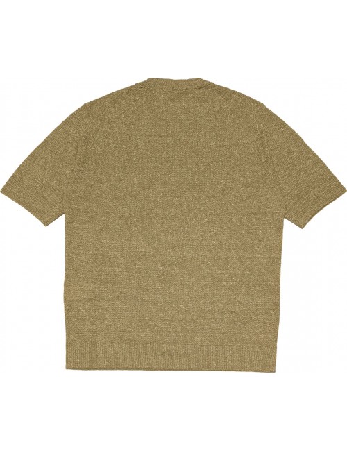 MASQ camiseta jersey en manga corta verde tejido lino algodón