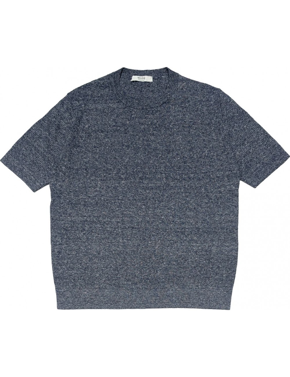 MASQ camiseta jersey en manga corta de lino azul marino  | Ego Madrid