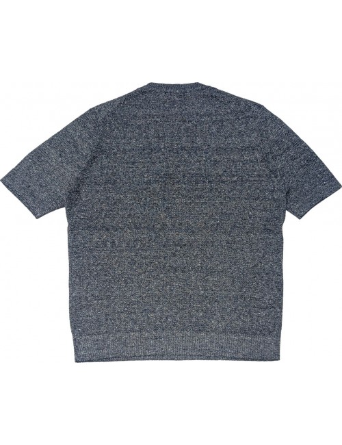 MASQ camiseta jersey en manga corta de lino azul marino  | Ego Madrid