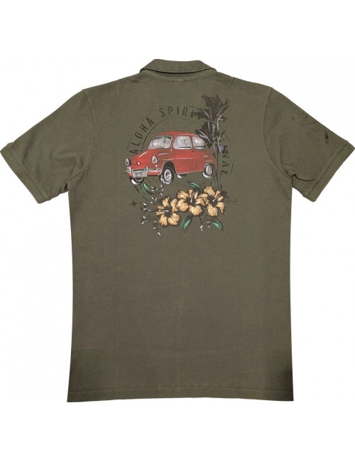 Polo manga corta verde selva doble estampado Bob | Ego Madrid