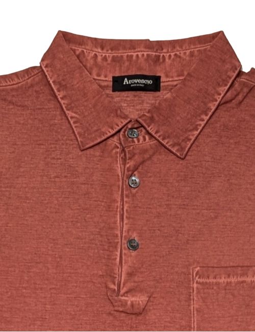 Arovescio polo Ice Cotton extarfino rojo ladrillo
