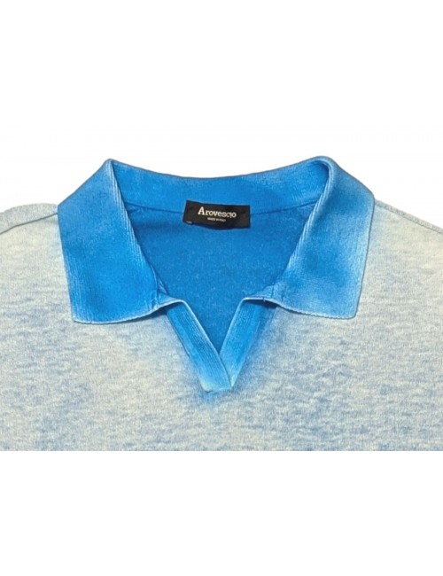 Arovescio polo reversible azul scuba dye air brush | Ego Madrid