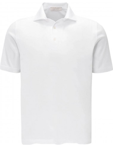 Filippo de Laurentiis polo manga corta en crepe ice cotton blanco