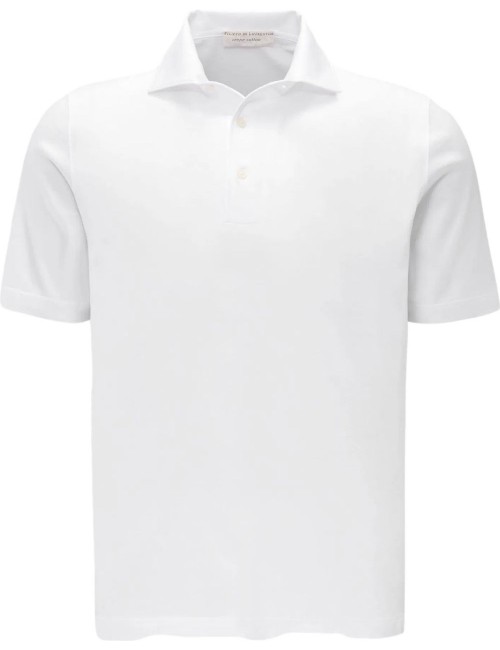 Filippo de Laurentiis polo manga corta en crepe ice cotton blanco